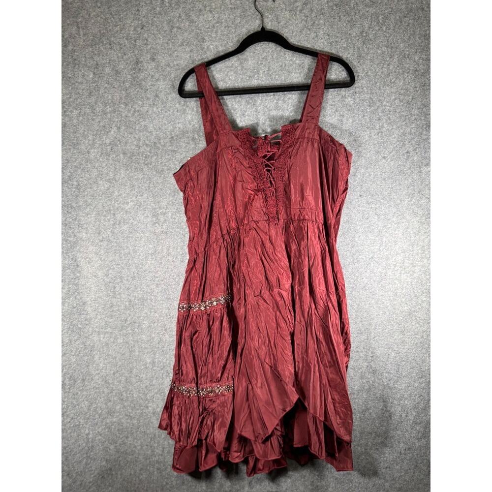 Pretty Angel Red Midi Dress with Button Front - Picture 7 of 8